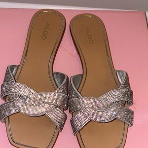 ALDO Women's Sparkling Silver Sandals Size 7 No Box